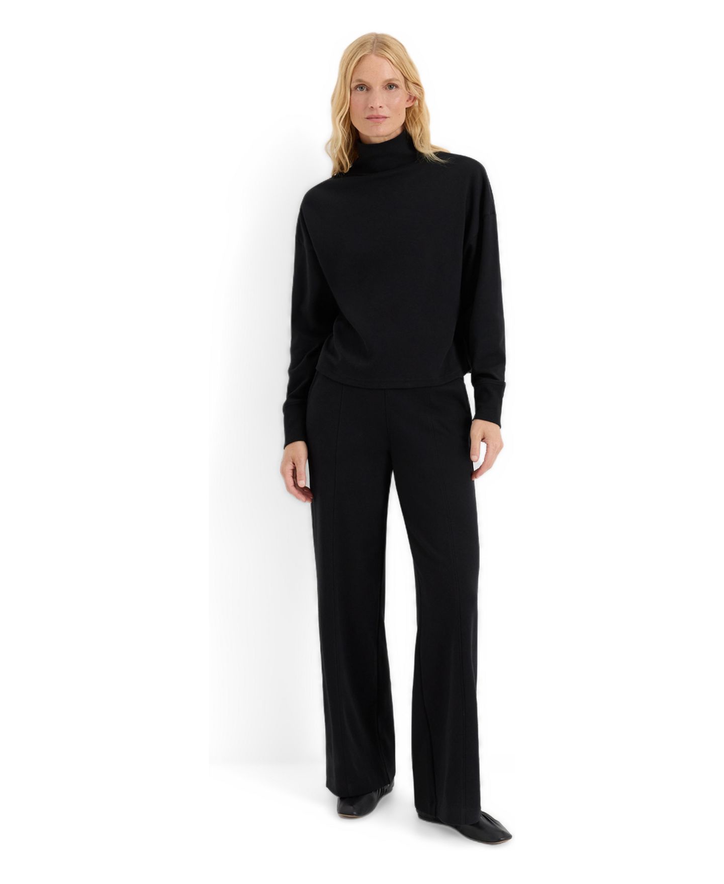 Женский топ Pact Plus Size Organic Cotton Roam Funnel Neck, цвет: Чёрный — фото 3