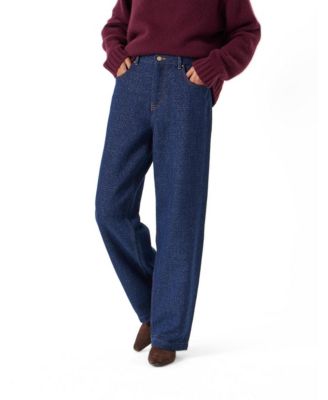 Women's Romy High-Waisted Wide-Leg Lurex Cotton-Blend Jeans