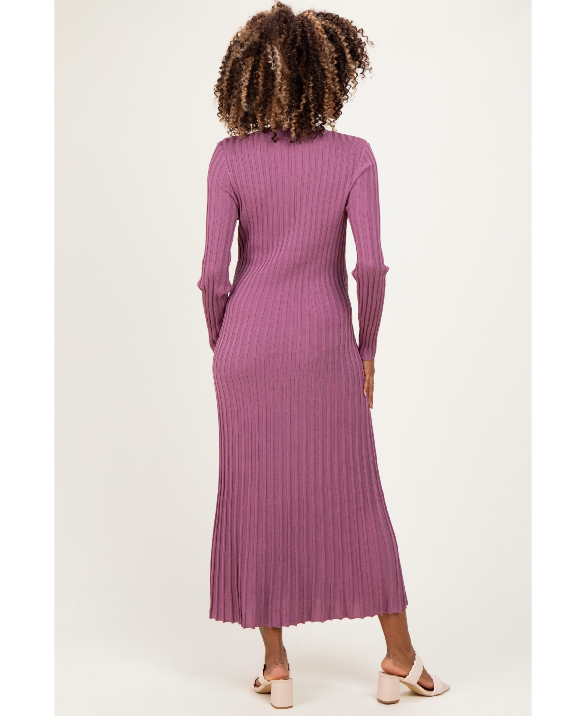 Pinkblush Maternity Long-Sleeve Ribbed Crewneck Sweater Midi Dress