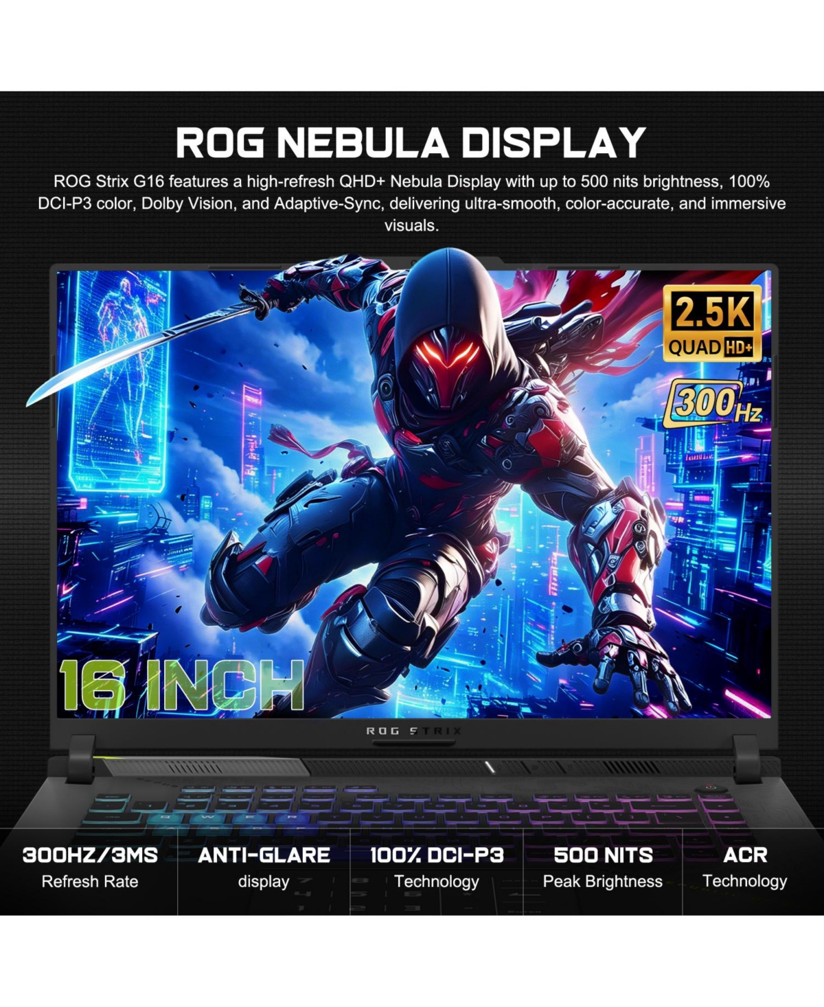 Asus Rog Strix G16 Rtx 5070 16" 300Hz Gaming Laptop