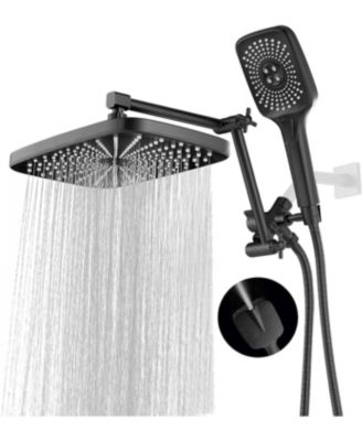 12" Rain Shower Head Handheld Spray Adjustable Arm Diverter