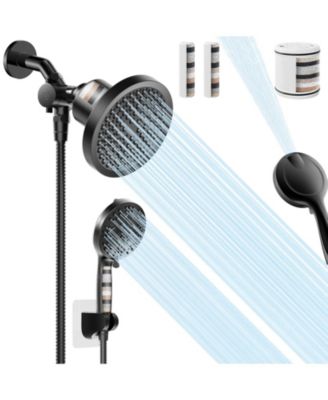Shower Head Handheld Rain Filter Dual Set Hose
