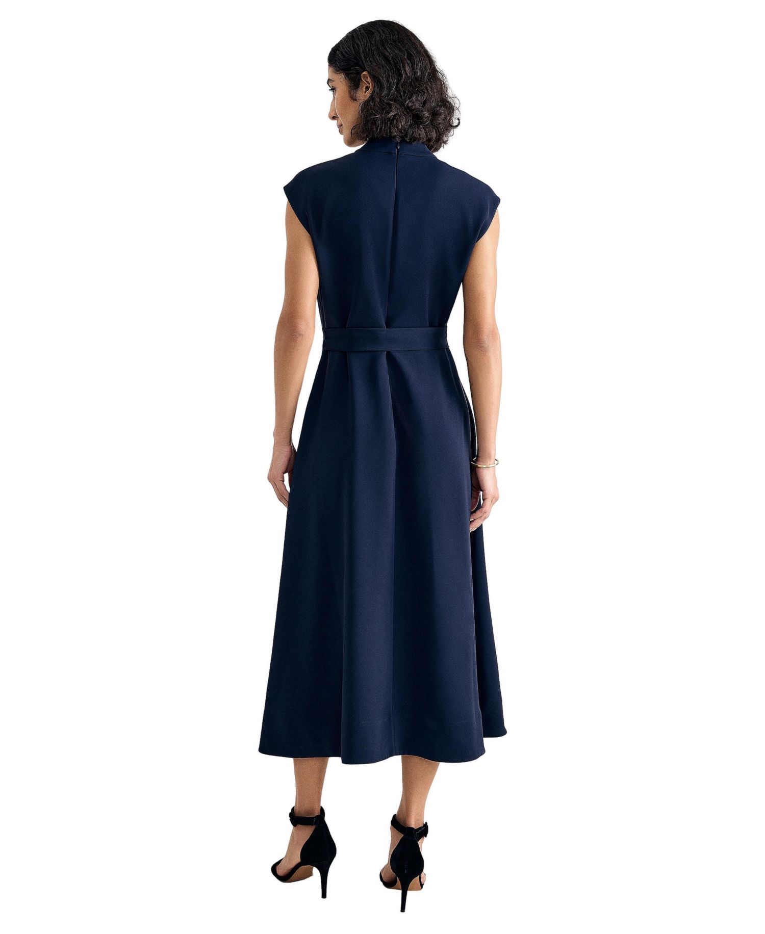 Women's Julie A-Line Belted V-Neck Midi Dress