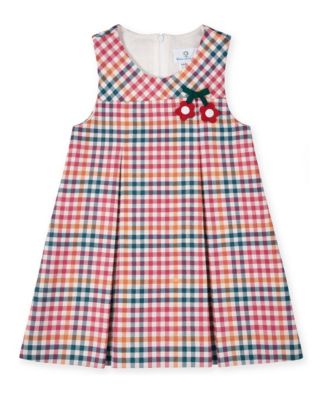 Girls' 4-16 Plaid Floral-Applique Jumper