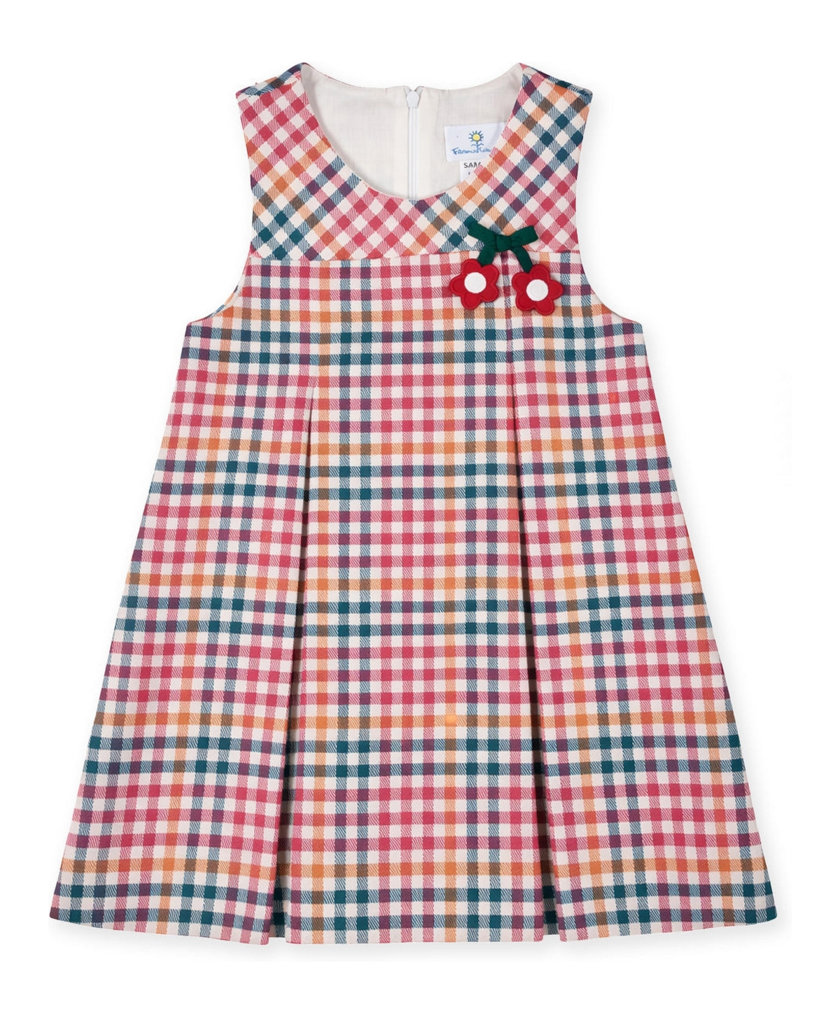 Florence Eiseman Girls' 4-16 Plaid Floral-Applique Jumper