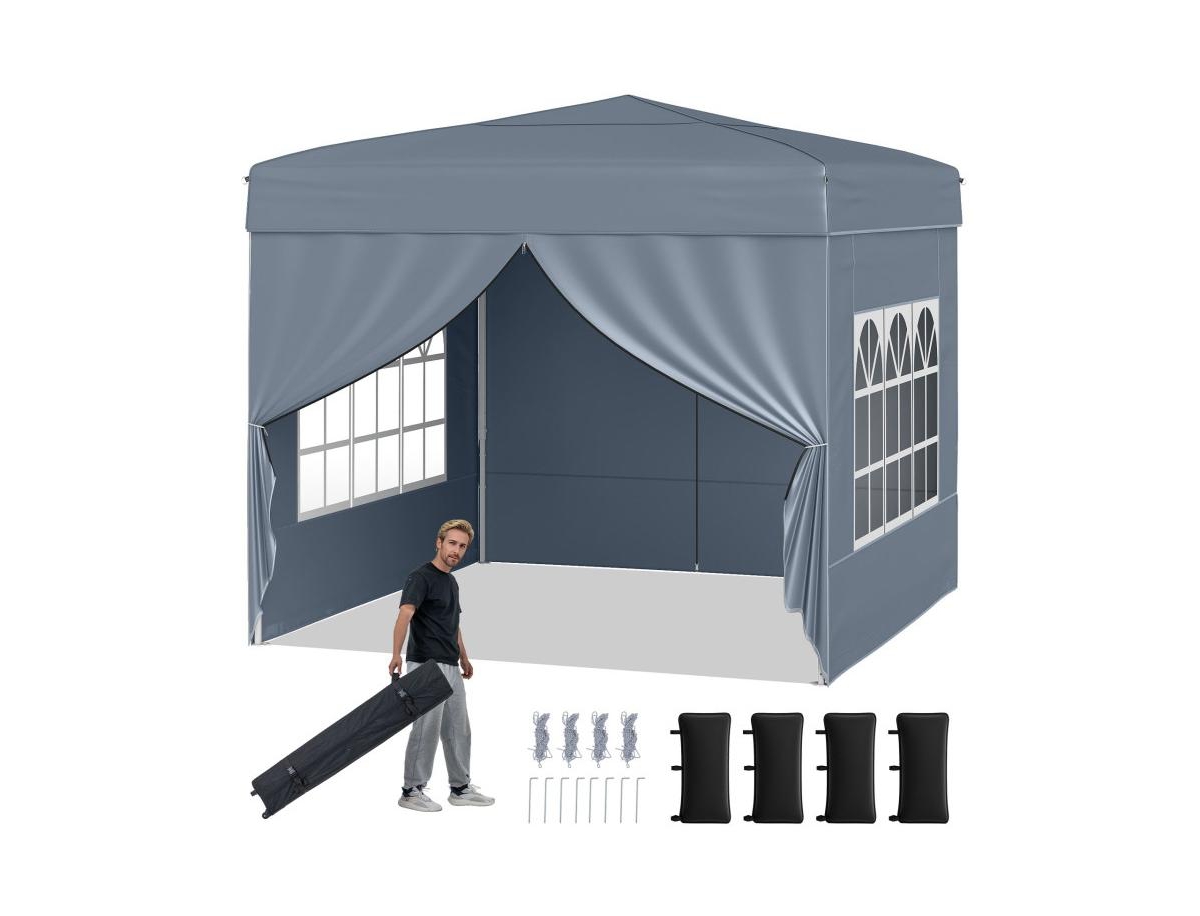 Boyel Living 10 X 10 Feet Pop up Canopy Tent Outdoor Patio Commercial Sunshade Shelter with 4 Sidewalls - Gray