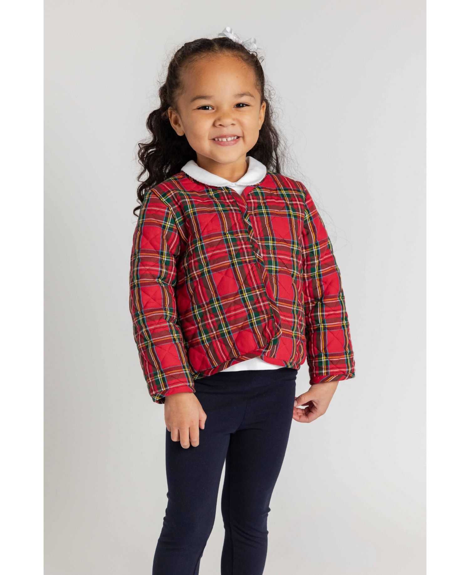 Girls' 4-16 Plaid Quilted Long-Sleeve Jacket