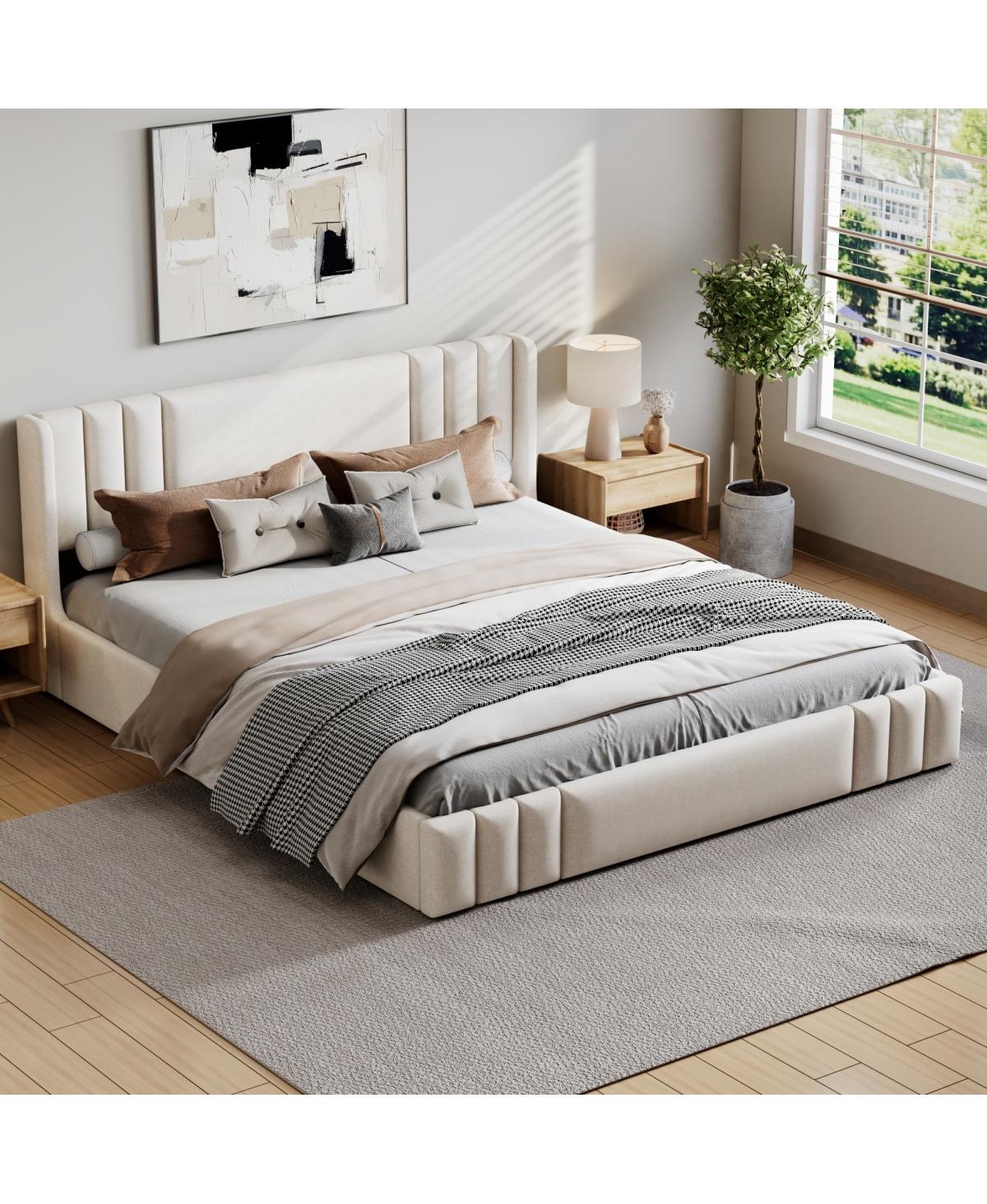 Streamdale Furniture Queen Size Upholstered Platform Bed Frame