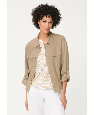 Women's Lightweight Linen-Blend Utility Jacket