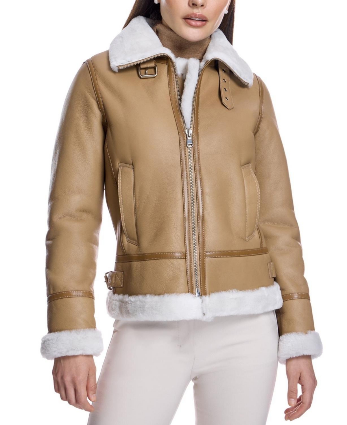 Julia & Stella By Maximilian Women's Shearling Aviator Jacket