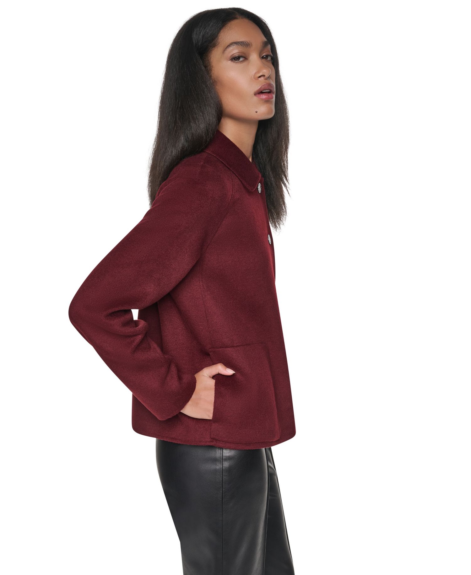 Women's Wool-Blend Button-Front Shirt Jacket