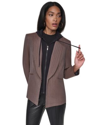 Women's Hooded Collarless Blazer