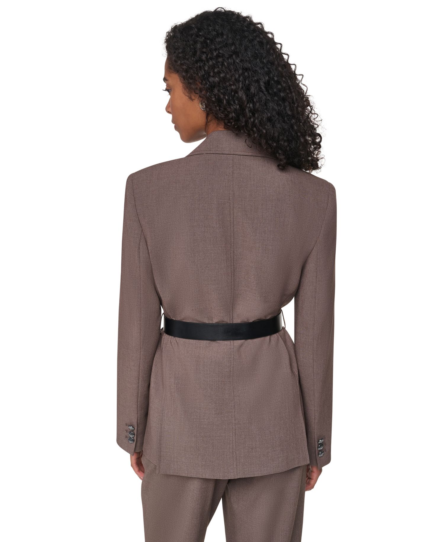 Women's Belted Notch Collar Stretch Blazer