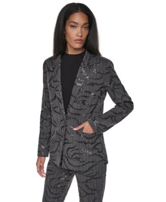 Women's Sequin Herringbone Stretch Blazer