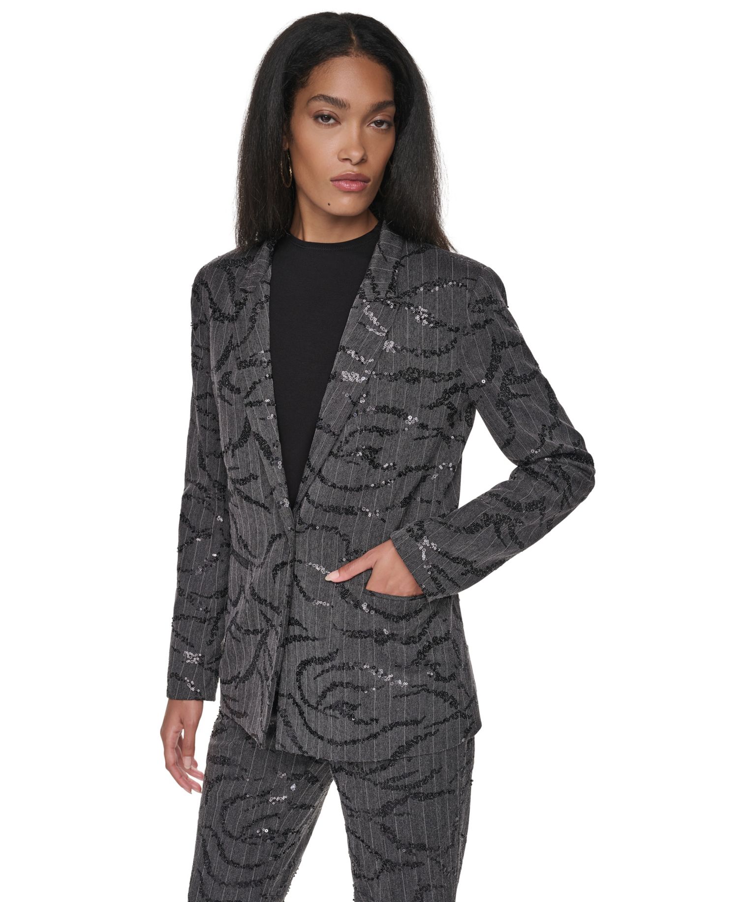 Women's Sequin Herringbone Stretch Blazer