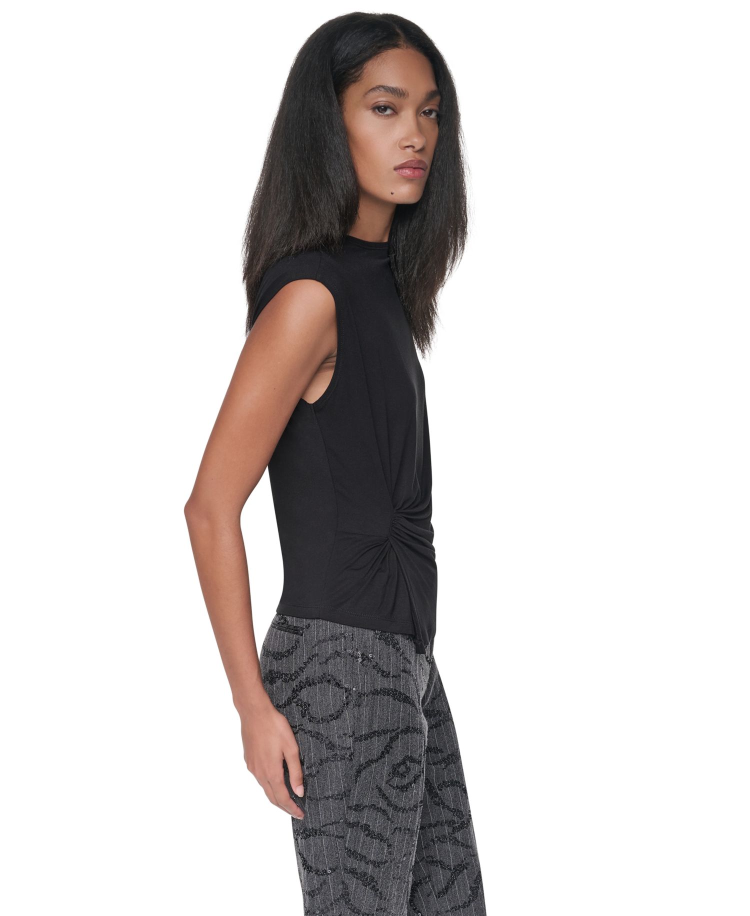 Women's Ruched Mock-Neck Fitted Tank Top