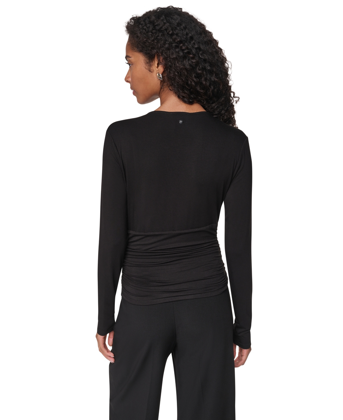 Dkny Women's V-Neck Ruched Knit Blouse