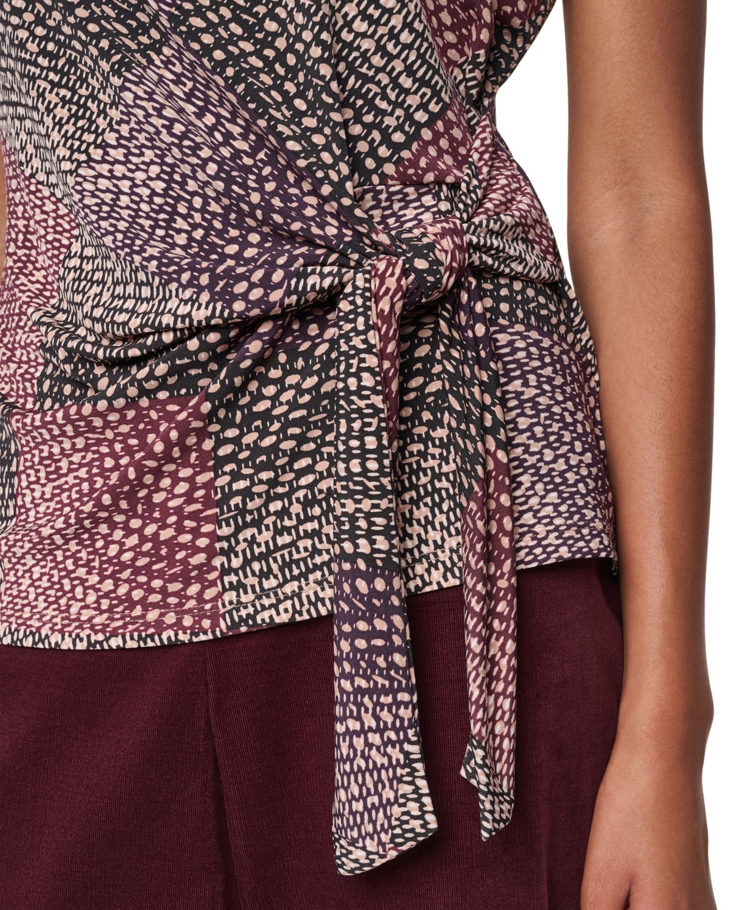 Women's Tie-Front Print Blouse