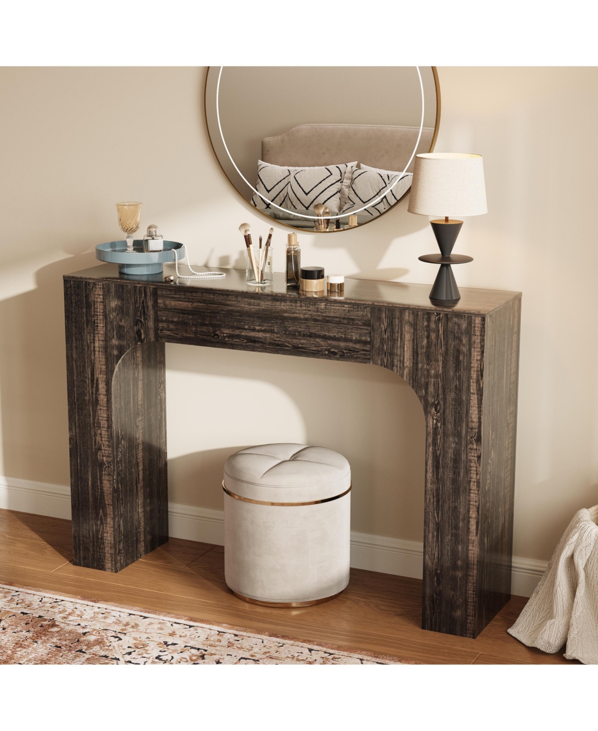 gaomon 47-Inch Console Table, Narrow Entryway Sofa Table, Charcoal Wood Grain, Farmhouse Entry Table for Hallway, Foyer and Living Room