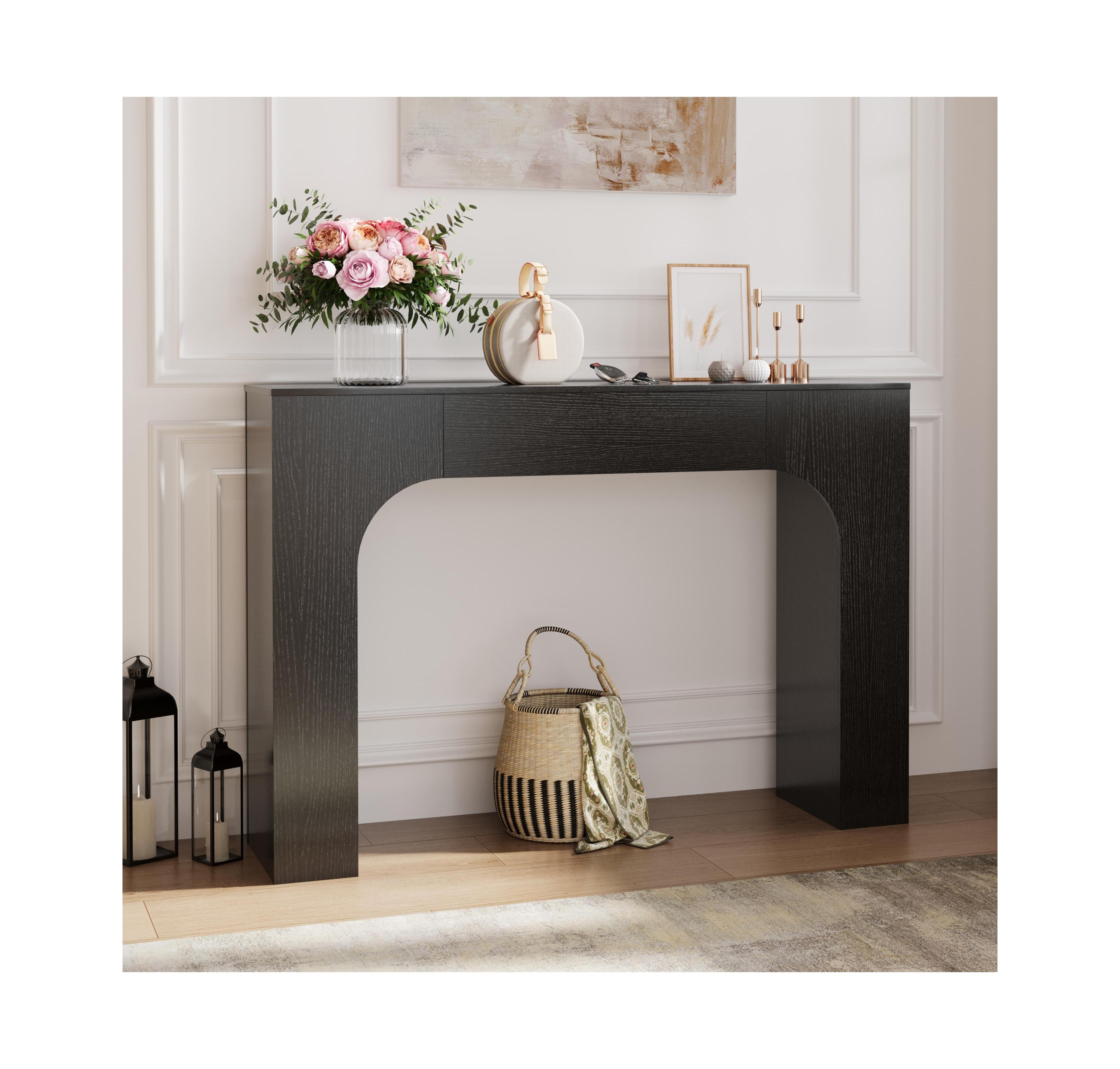 gaomon 47-Inch Console Table, Narrow Entryway Sofa Table, Black Wood Grain, Farmhouse Entry Table for Hallway, Foyer and Living Room