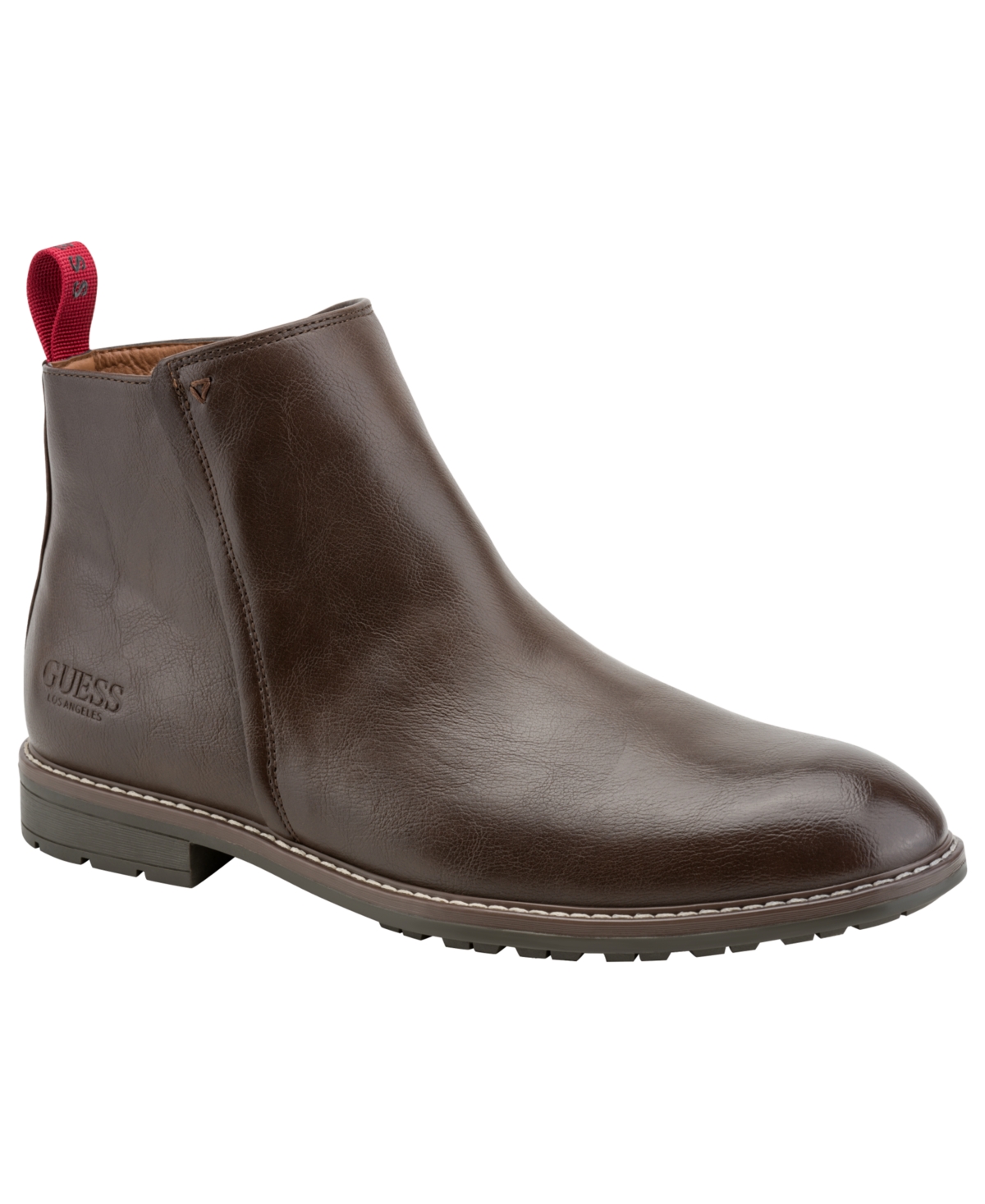 Guess Men's Daming Faux Leather Ankle Round-Toe Boots - Dark Brown
