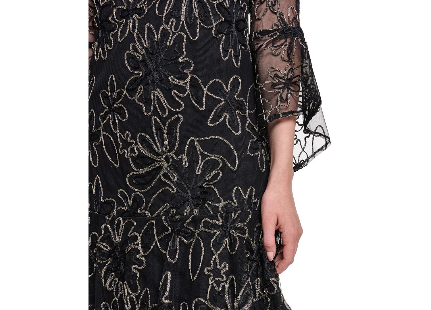 Petite A-Line Bell-Sleeve Floral-Print Dress