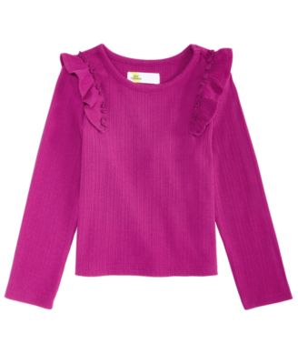 Toddler Girls' 12M-5T Long-Sleeve Ribbed Ruffled Top