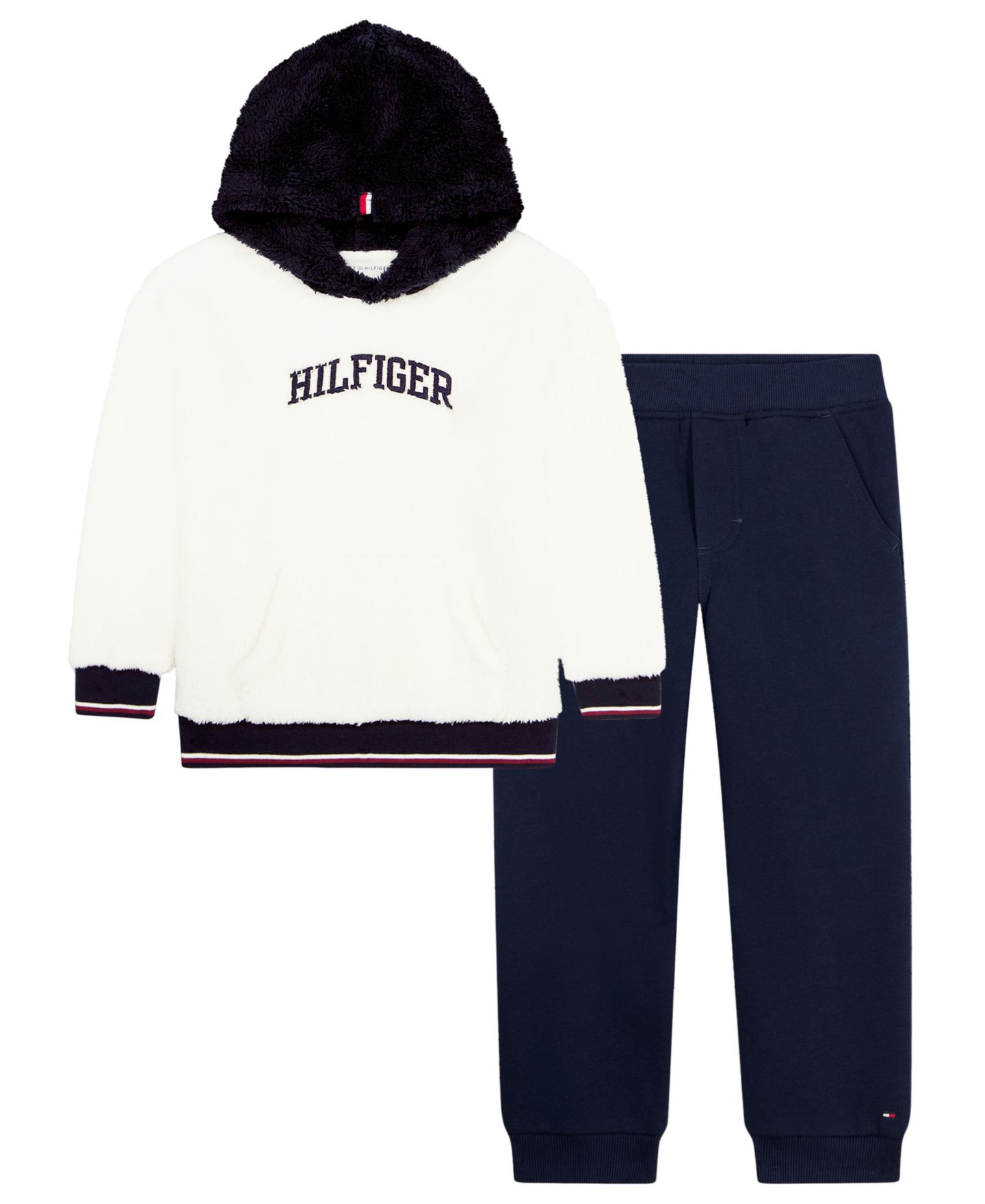 Комплект Tommy Hilfiger Sherpa Hooded Fleece Hoodie and Joggers, 2-Piece Set для мальчиков-малышей, цвет: Ванильный / Тёмно-синий — фото 5