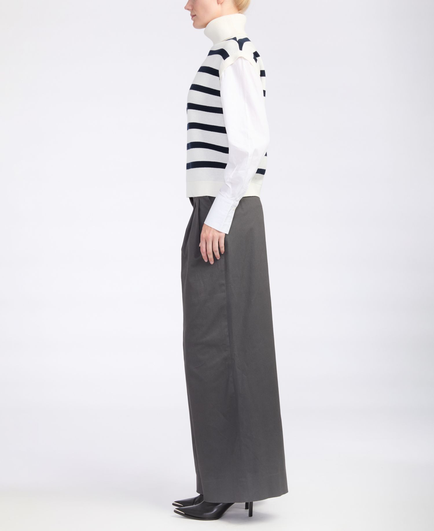 Women's Mixed-Media Turtleneck Striped Tunic