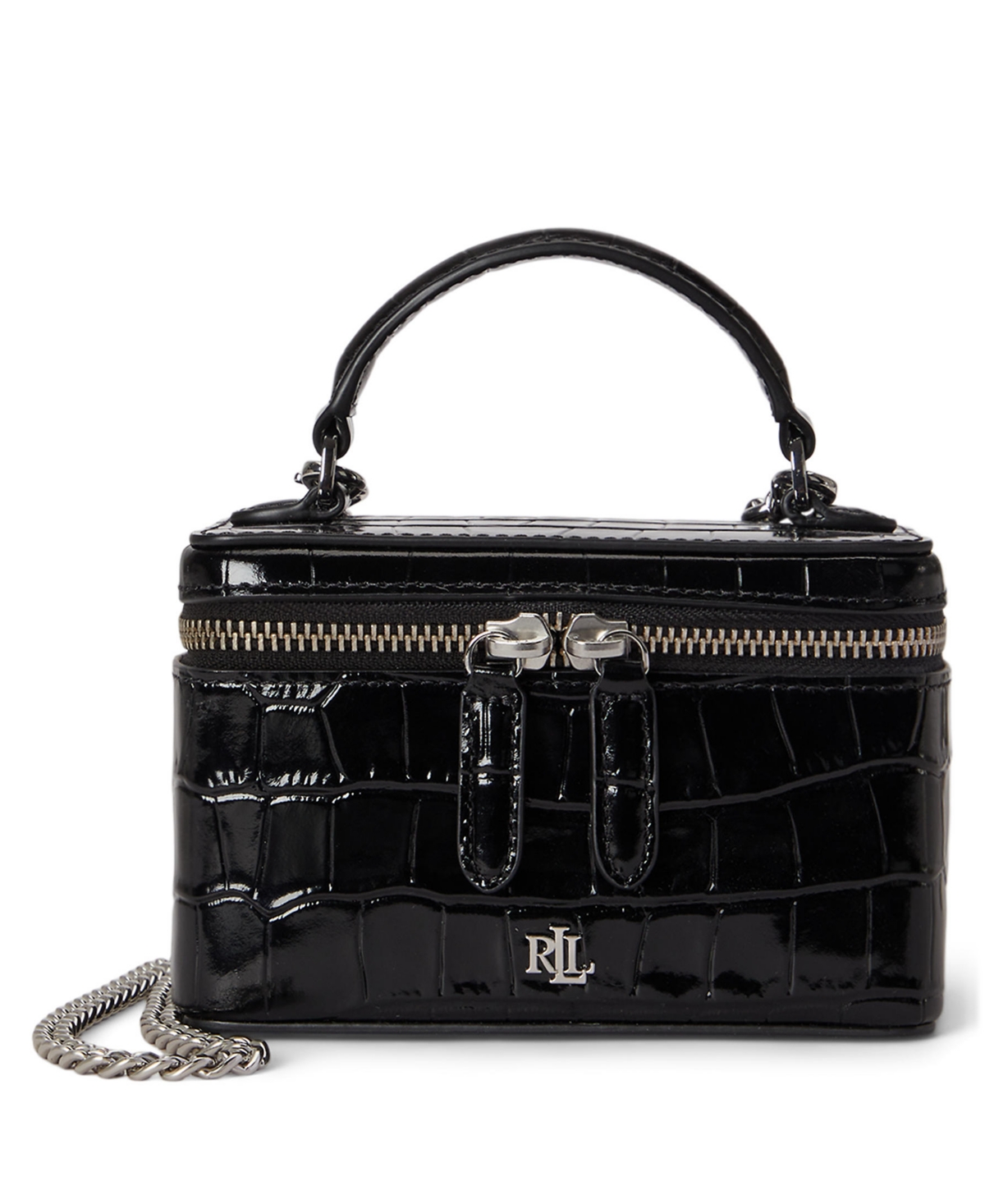 Lauren Ralph Glossy Embossed Hallee Mini Crossbody Handbag