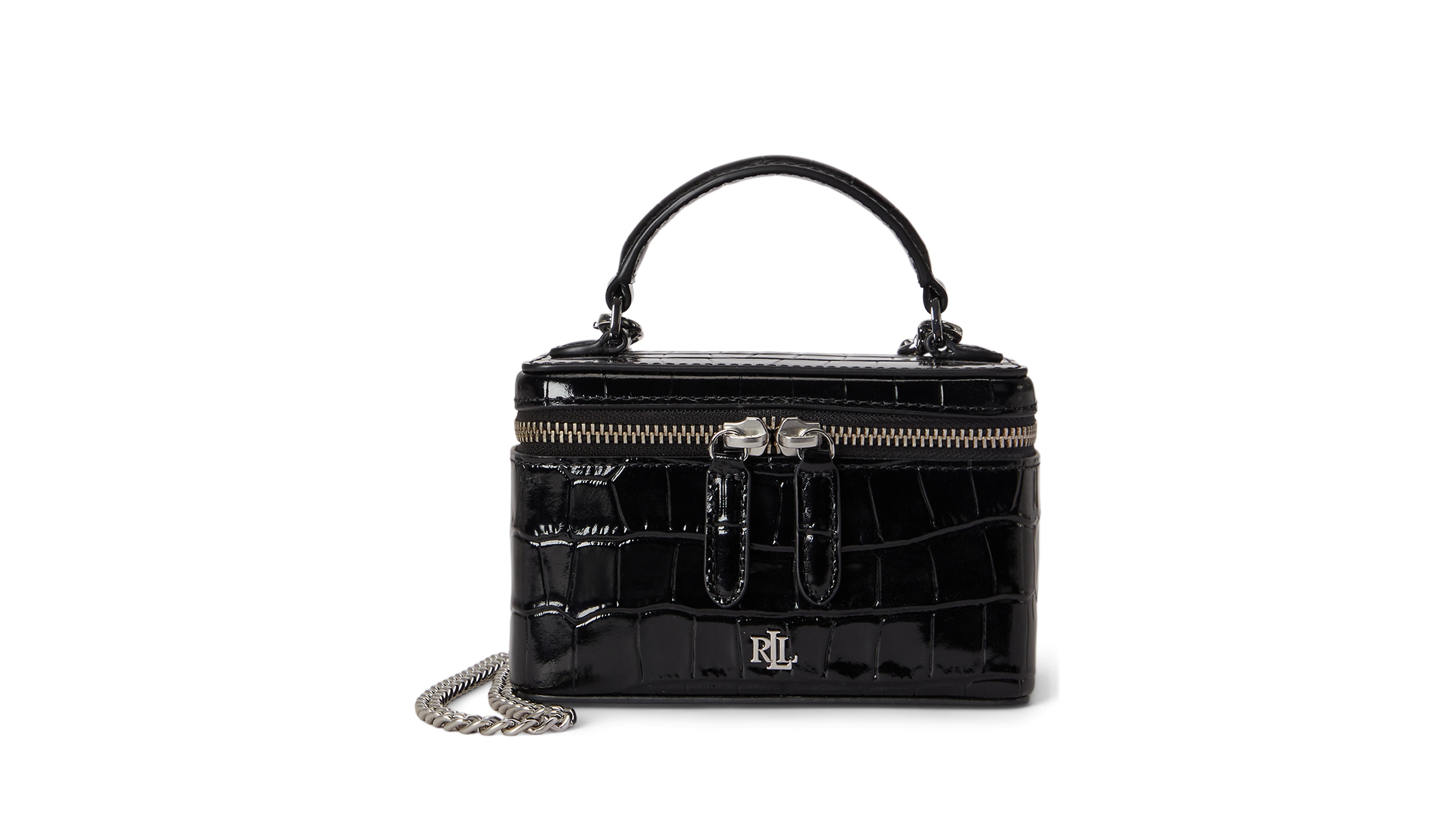 Lauren Ralph Glossy Embossed Hallee Mini Crossbody Handbag