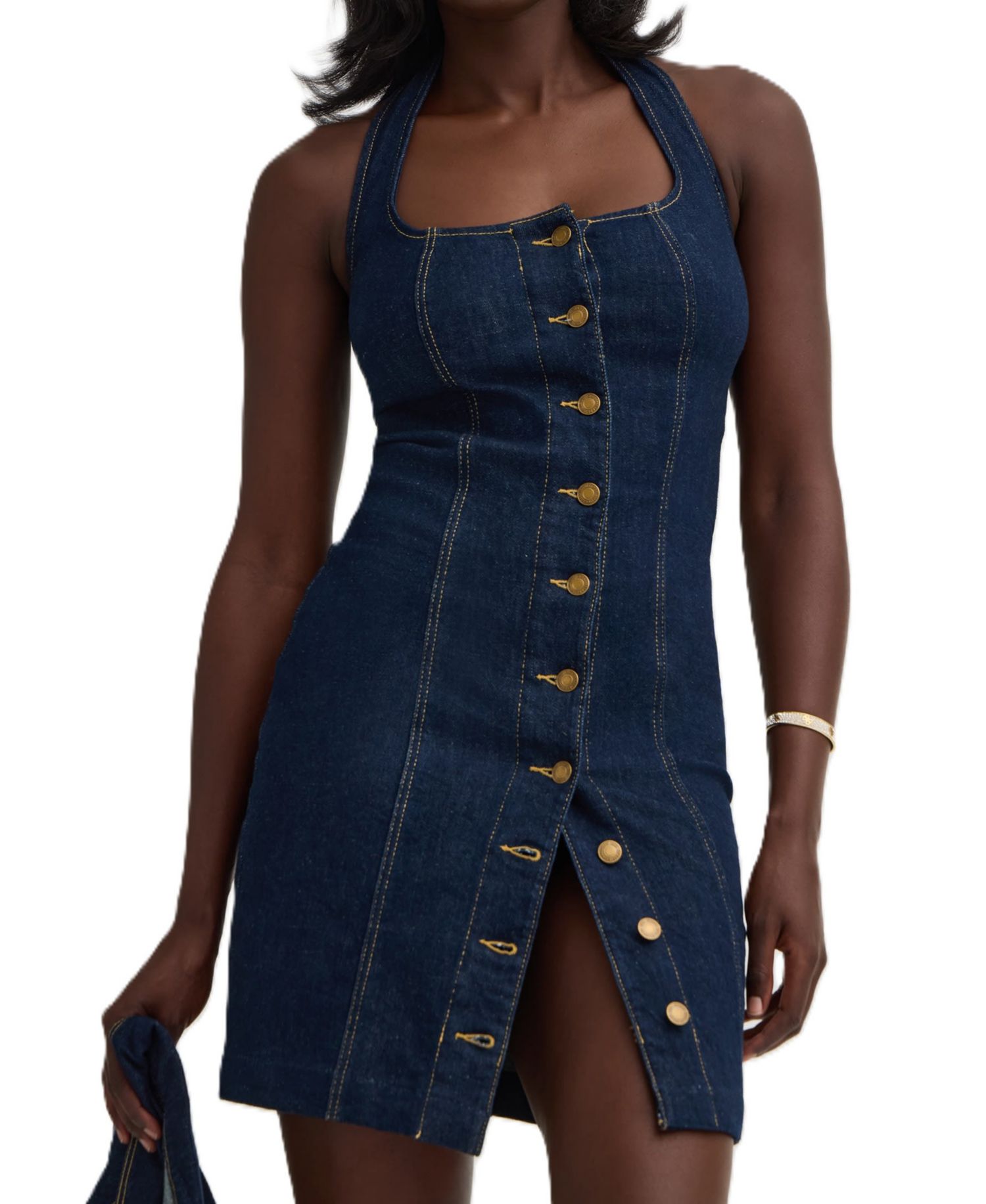 Women's Jocelyn Halter Sleeveless Denim Dress