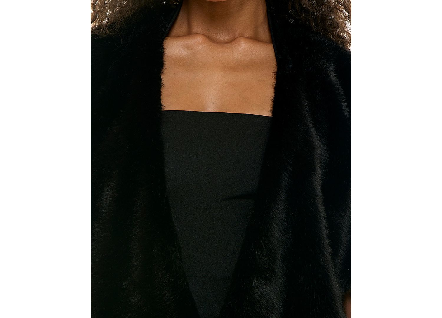 Juniors' Faux Fur Open-Front Pleather-Fringe Hem Jacket