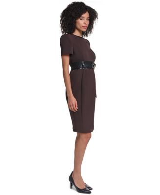 brown dress for work Women's Dresses Complete the look by burntpeach Allegra K Women's Pleated Color:Oat Melange