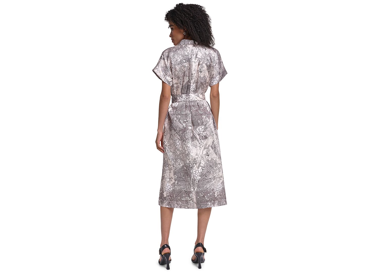 Women's Printed Twill Midi Shirt Dress