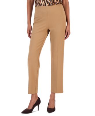 Petite Hollywood Waist Pull-On, High-Waisted, Straight-Leg Pants