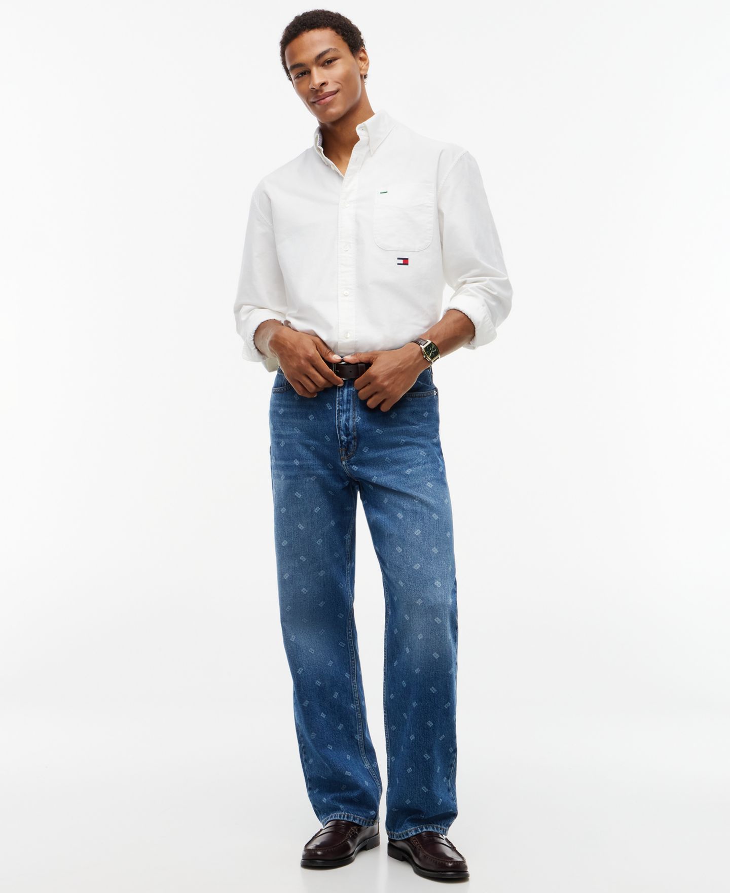 Мужские джинсы Tommy Hilfiger American Icons Straight-Leg Relaxed-Fit, цвет: Средняя варка — фото 2