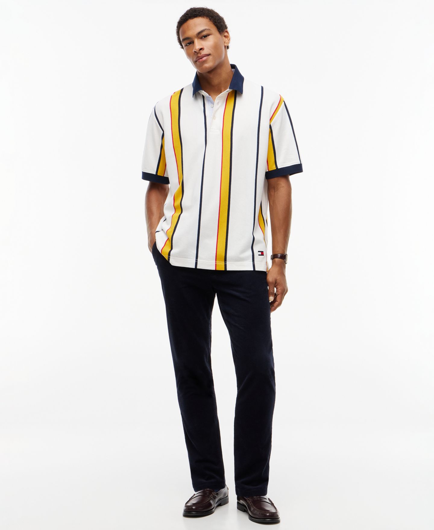 Мужское поло Tommy Hilfiger American Icons Stripe Polo Cotton Piqué Classic-Fit Polo Shirt, цвет: Полосатый — фото 2