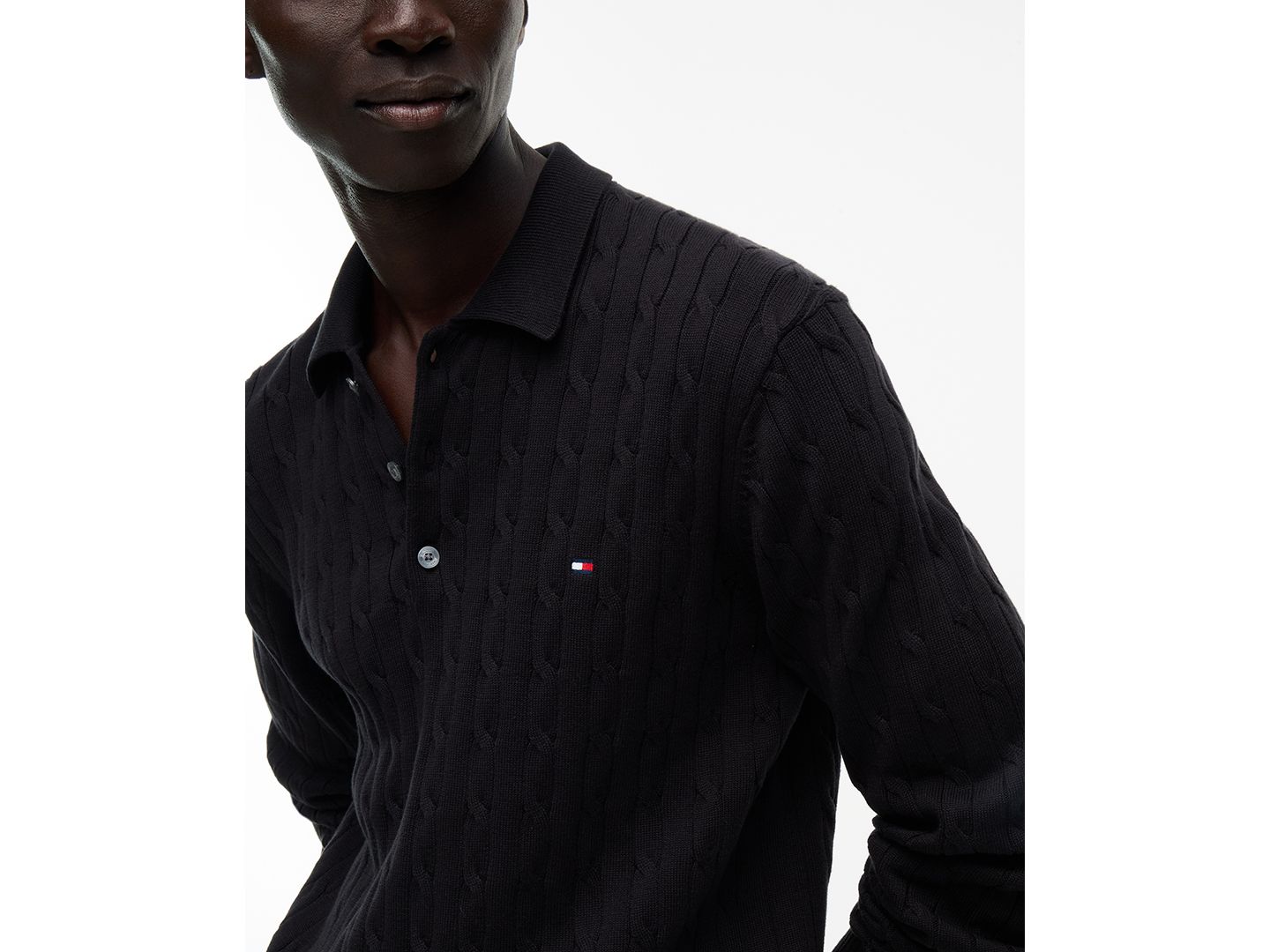 Мужской свитер Tommy Hilfiger Classic Cable-Knit Regular-Fit, цвет: Чёрный — фото 3
