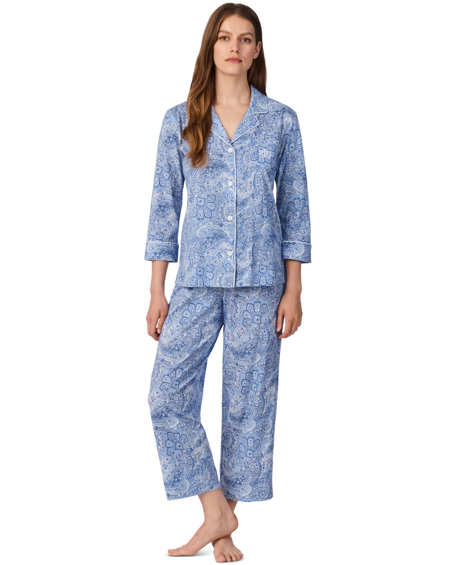 Plus Size Button-Front Top and Pants Pajama Set