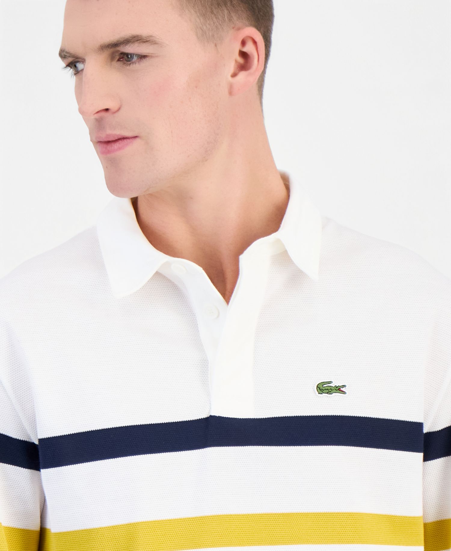 Men's Rugby Long-Sleeve Striped Polo Shirt