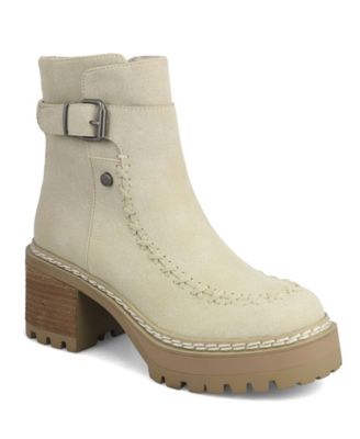 Women's Toula Lug Sole Whipstitch Round Toe Booties