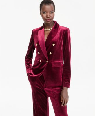 Women's Velvet Double-Breasted Blazer