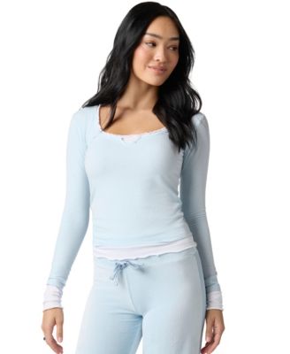 Women's Long-Sleeve Ribbed Crewneck T-Shirt