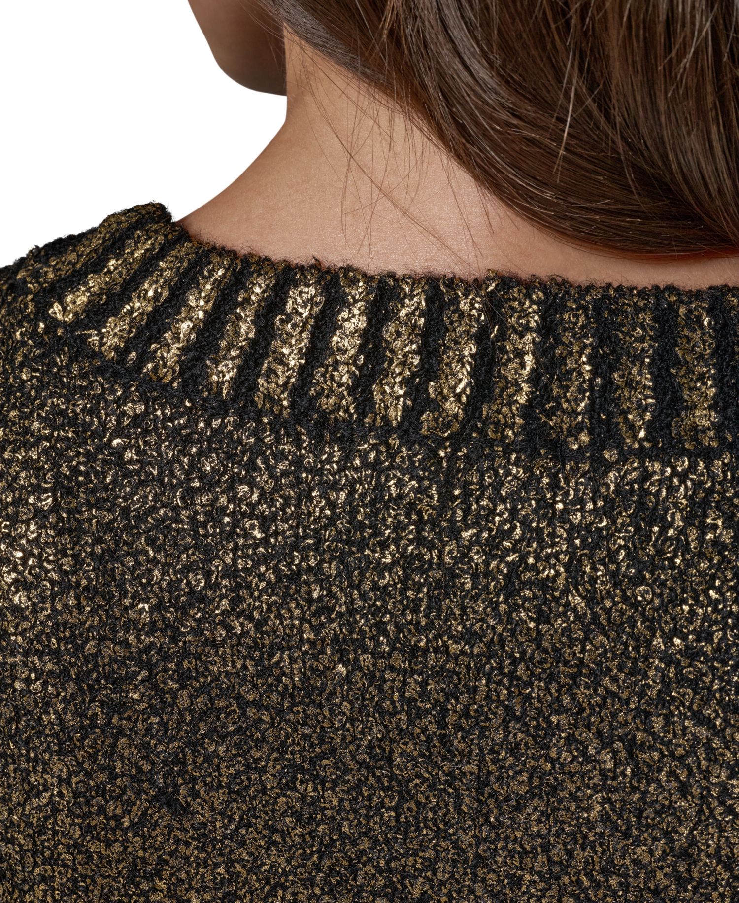Women's Foil Boucle Short-Sleeve Crewneck Sweater