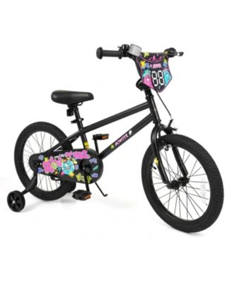 Street Art Series 18" Kids Bike with Custom Number Plate and Training Wheels, Ages 4-8