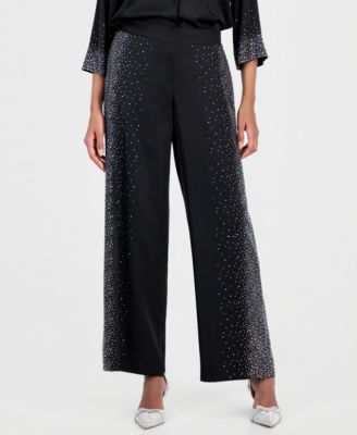 Women's Pull-On Wide Leg Embellished Pants