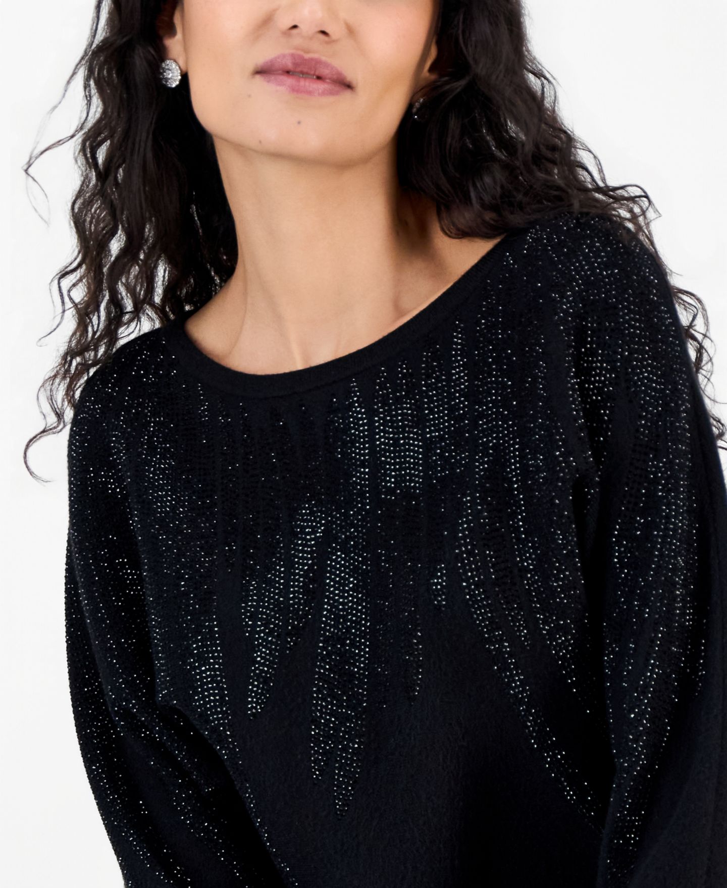 Женский свитер T Tahari Long-Sleeve Crewneck Dolman, цвет: Чёрный — фото 2