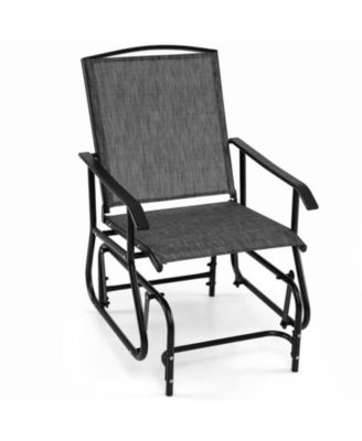 Outdoor Glider Chair with Breathable Fabric Seat High Backrest and Powder-Coated Metal Frame