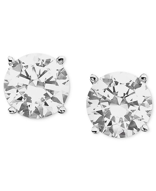 Macy S Certified Colorless Diamond Stud Earrings In 18k White Gold